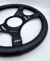 Mountney Traditional 14" 4 Spoke Semi-Dished Black Leather Steering Wheel With Black Centre